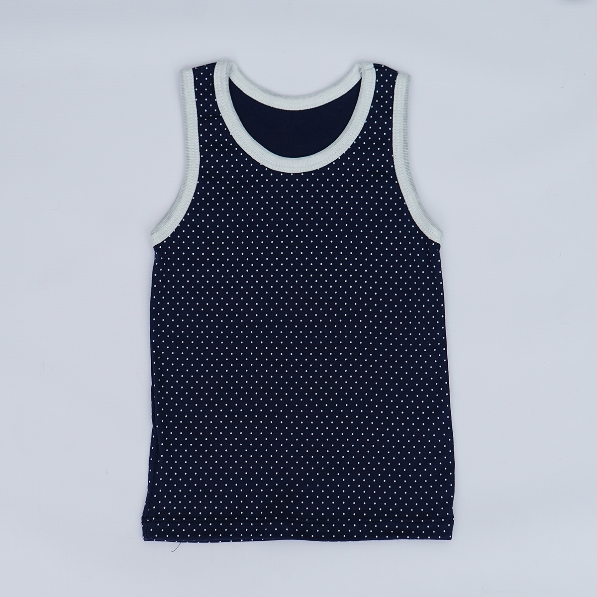Velona dark blue white dotted baby vest - JuniorHops