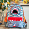 Shark attack school bag - Sharks- shark on a boat -Grey and blue Back pack